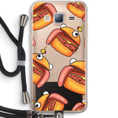 Hamburger: Samsung Galaxy J3 (2016) Transparant Hoesje met koord