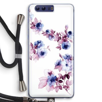 Waterverf bloemen: Honor 9 Transparant Hoesje met koord