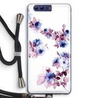 Waterverf bloemen: Honor 9 Transparant Hoesje met koord