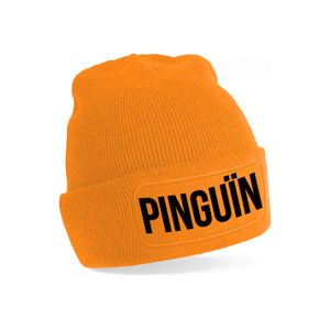 Pinguin muts unisex one size - oranje