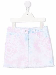 Chiara Ferragni Kids jupe en jean à imprimé tie dye - Blanc