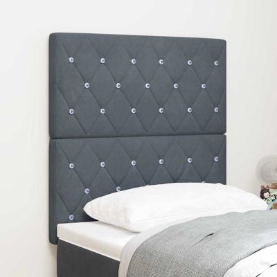LED Hoofdbord met LED -striplichten Donkergrijs 80 cm Fluweel