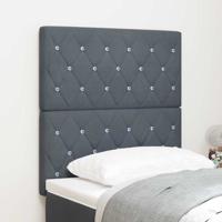 LED Hoofdbord met LED -striplichten Donkergrijs 80 cm Fluweel