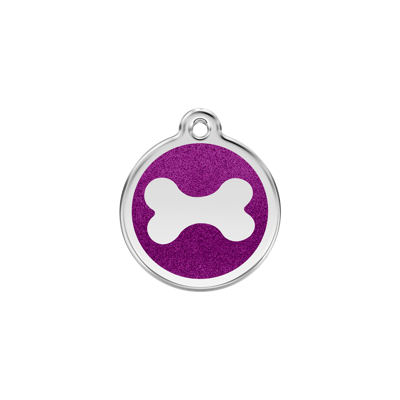 Bone Purple glitter hondenpenning small/klein dia. 2 cm - Reddingo
