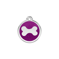 Bone Purple glitter hondenpenning small/klein dia. 2 cm - Reddingo