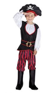 Boland Piraat Tom Kostuum Junior 4   6 jaar Zwart/Rood maat 110/128
