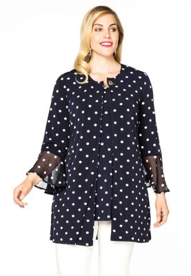 Yoek Jasje met volantmouwen DOTS | Blauw | Maat 54/56