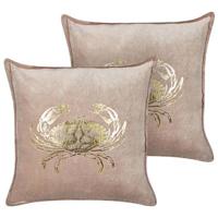 Beliani - SEAPEN - Sierkussen set van 2 - Taupe - 45 x 45 cm - Fluweel - thumbnail