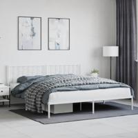 Bedframe met hoofdbord metaal wit 193x203 cm