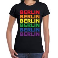 Regenboog Berlin gay pride zwart t-shirt voor dames
