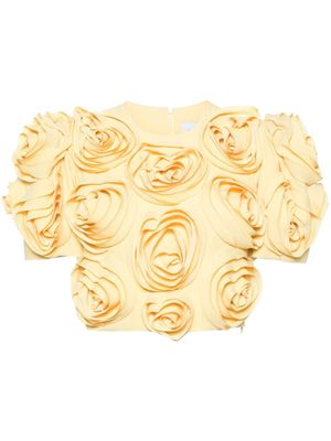 Viktor & Rolf haut drapé à appliques fleurs - Jaune