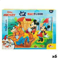 Kinderpuzzel Mickey Mouse Dubbelzijdig 108 Onderdelen 70 x 1,5 x 50 cm (6 Stuks)