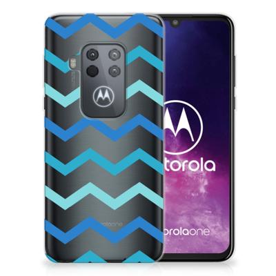 Motorola One Zoom | TPU bumper | Zigzag Blauw