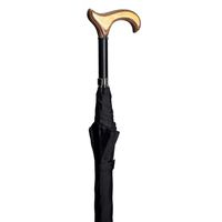 Gastrock Paraplu wandelstok - 92 cm lang - Derby handvat van gelamineerd hout – Polyesterdoek 108 cm breed - Zwart - thumbnail