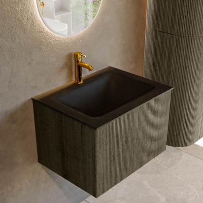 Badmeubel Mondiaz Kurve | 60 cm cm | Meubelkleur Shadow | Wastafelkleur Urban | Solid surface | Wasbak midden spoelbak | 1 kraangat