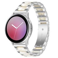 Samsung Galaxy Watch4/Watch4 Classic/Watch5/Watch6/Watch FE/Watch7 Roestvrij Stalen Riem - Parelwit / Zilver