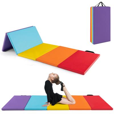 Opvouwbare Gymnastiekmat met 5 Panelen kunstleeren Oefenmat voor Kinderen met Handgrepen voor Aerobic Training Yoga Spierstrekkingen