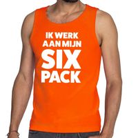 Ik werk aan mijn SIX Pack tanktop / mouwloos shirt oranje heren - thumbnail