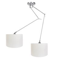 Ylumen Hanglamp Knik 2 lichts met witte kappen Ø 40 cm mat chroom