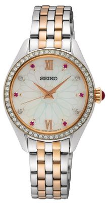 Seiko SUR542P1 Horloge staal zilver-en rosekleurig-parelmoer 29 mm