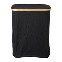 Opvouwbare wasmand met bamboe rand en deksel - zwart - 43x43x3,5 cm Opvouwbare wasmand met bamboe rand en deksel - zwart - 43x43x3,5 cm