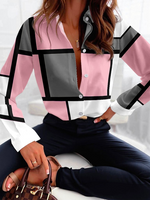 Casual Loose Color Block Blouse - thumbnail