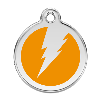 Flash Orange roestvrijstalen hondenpenning large/groot dia. 3,8 cm - Reddingo