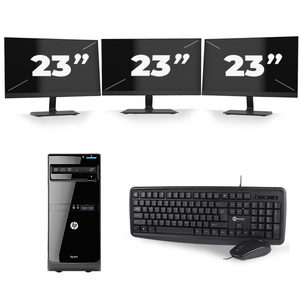 HP Pro 3500 Micro Tower - Intel Core i7-3e Generatie - 16GB RAM - 512GB SSD - Windows 10 + 3x 23 inch Monitor