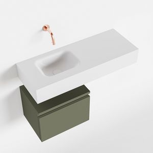 MONDIAZ ANDOR 40cm toiletmeubel army. LEX 80cm wastafel talc links geen kraangat