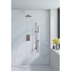 Fortifura Calvi Inbouw Regendoucheset - thermostatisch - wandarm - glijstang - 25cm hoofddouche - staaf handdouche - metalen doucheslang - geborsteld koper PVD (Koper) SW970043/SW970041/SW1159496/SW970048/SW970053/SW11