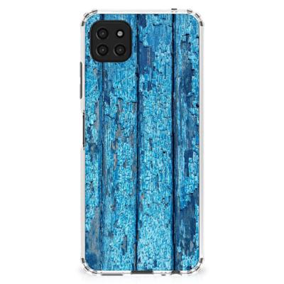 Samsung Galaxy A22 5G Stevig Telefoonhoesje Wood Blue Samsung Galaxy A22 5G Stevig Telefoonhoesje Wood Blue