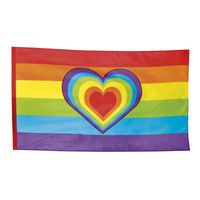 Vlag met regenboog hartjes print 90 x 150 cm   -