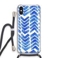 Blauwe pijlen: iPhone XS Transparant Hoesje met koord