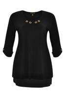 Yoek Shirt turn-up sleeves | Zwart | Maat XL
