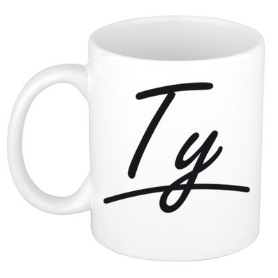 Naam cadeau mok / beker Ty met sierlijke letters 300 ml