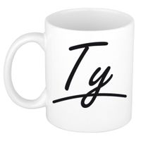 Naam cadeau mok / beker Ty met sierlijke letters 300 ml