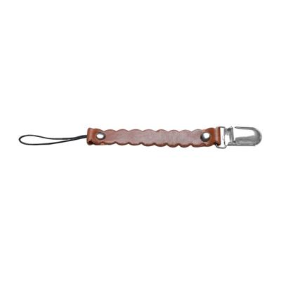 3 PC'S Wave lederen baby korte fopspeen clip ketting metaal fopspeen tepel houder slotjes (bruin)