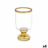 Kaarshouder Fluitglas Gouden Staal 12 x 24,5 x 12 cm (6 Stuks)