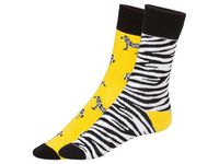 2 paar sokken (39-42, Geel/zwart zebra)