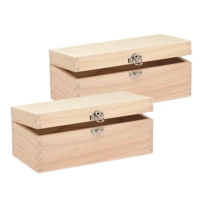 Glorex schatkistje - 2x - hout - met sluiting - 23 x 11 x 9 cm - Sieraden - kleine kistjes