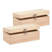 Glorex schatkistje - 2x - hout - met sluiting - 23 x 11 x 9 cm - Sieraden - kleine kistjes