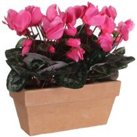 Cyclaam balkon kunstplant roze in keramieken pot L29 x B13 x H33 cm   -