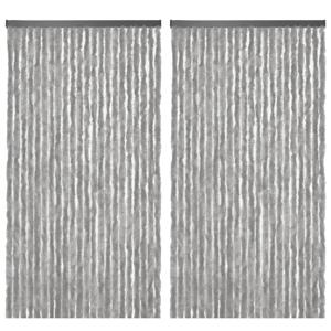Vliegengordijn kattenstaart - 2x - grijs - 90 x 220 cm - deurgordijn - insecten gordijn