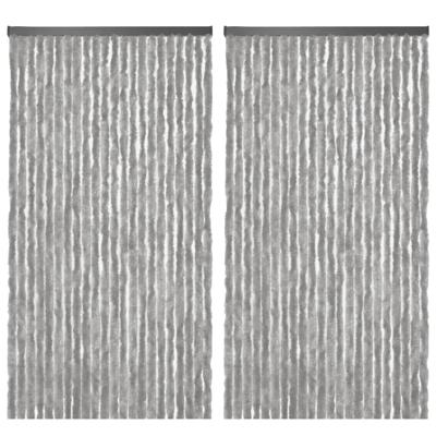Vliegengordijn kattenstaart - 2x - grijs - 90 x 220 cm - deurgordijn - insecten gordijn