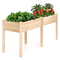 Buiten Verhoogd Bed met Poten 185 x 58 x 77 cm Houten Plantenbak met Scheidingswand Natuur