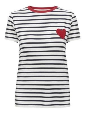 Only Onlheart Life S/s Tee Jrs Noos T-shirt Korte Mouw Cloud Dancer Night Sky / Red Heart