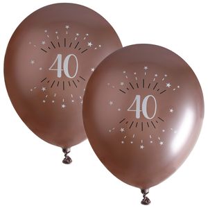 Verjaardag leeftijd ballonnen 40 jaar - 12x - rosegoud - 30 cm - Feestartikelen/versieringen