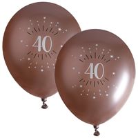 Verjaardag leeftijd ballonnen 40 jaar - 12x - rosegoud - 30 cm - Feestartikelen/versieringen