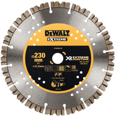 DeWalt Accessoires Extreme Runtime Diamantblad, gesegmenteerd, Ø230mm/22.2mm (DCS690) - DT40260-QZ