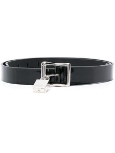 Saint Laurent ceinture en cuir à fini verni - Noir